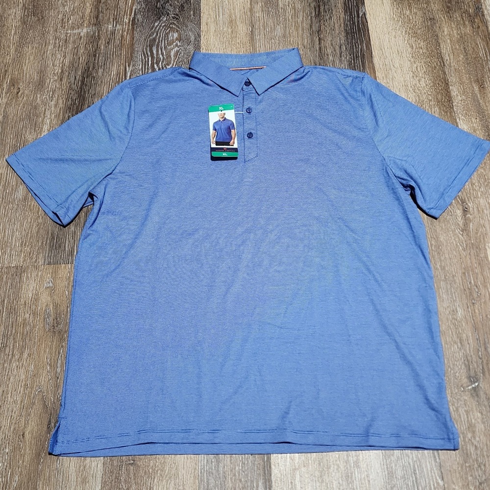 Modern Ambition Delightfully Technical Royal Blue Short Sleeve Polo Shirt Sz XL